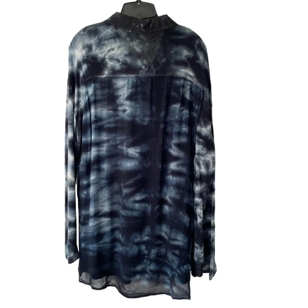 Soft Surroundings Tie Dye Tunic Black Blue Cross over Back size XL - Image 5