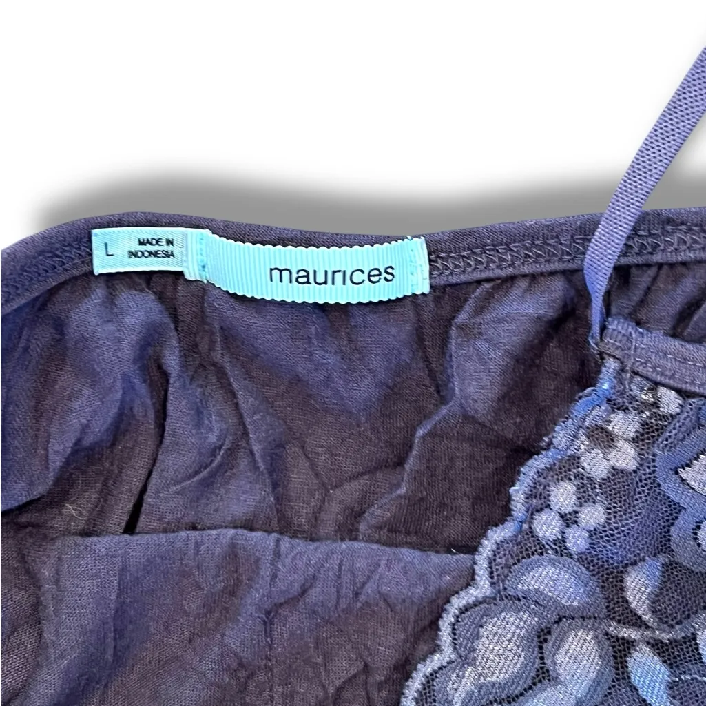 Cami Tank L Gray/Blue Lace Top Bottom ASO Elena Gilbert Fairy Goth New Y2k vtg - Image 7