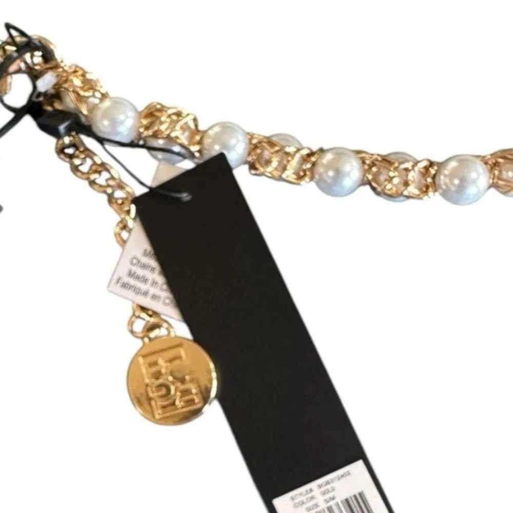 NWT BCBGMAXAZRIA Pearl And Chain Detail Adjustable Waist Belt S/ M - Image 3