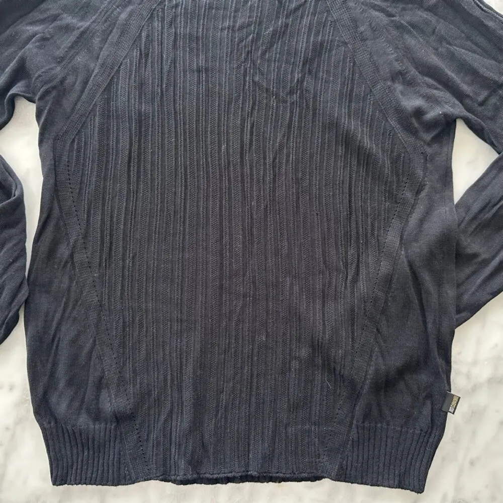 Just Cavalli Ribbed Rayon/Wool Black Sweater XL NWT $530 Oversized Crewneck - Image 3