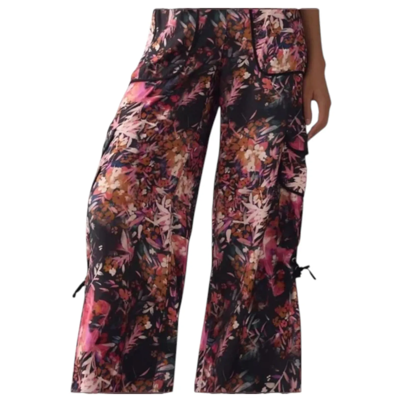 By Anthropologie Flowy Moody Dark Floral Cargo Pants Size 12 - Image 10