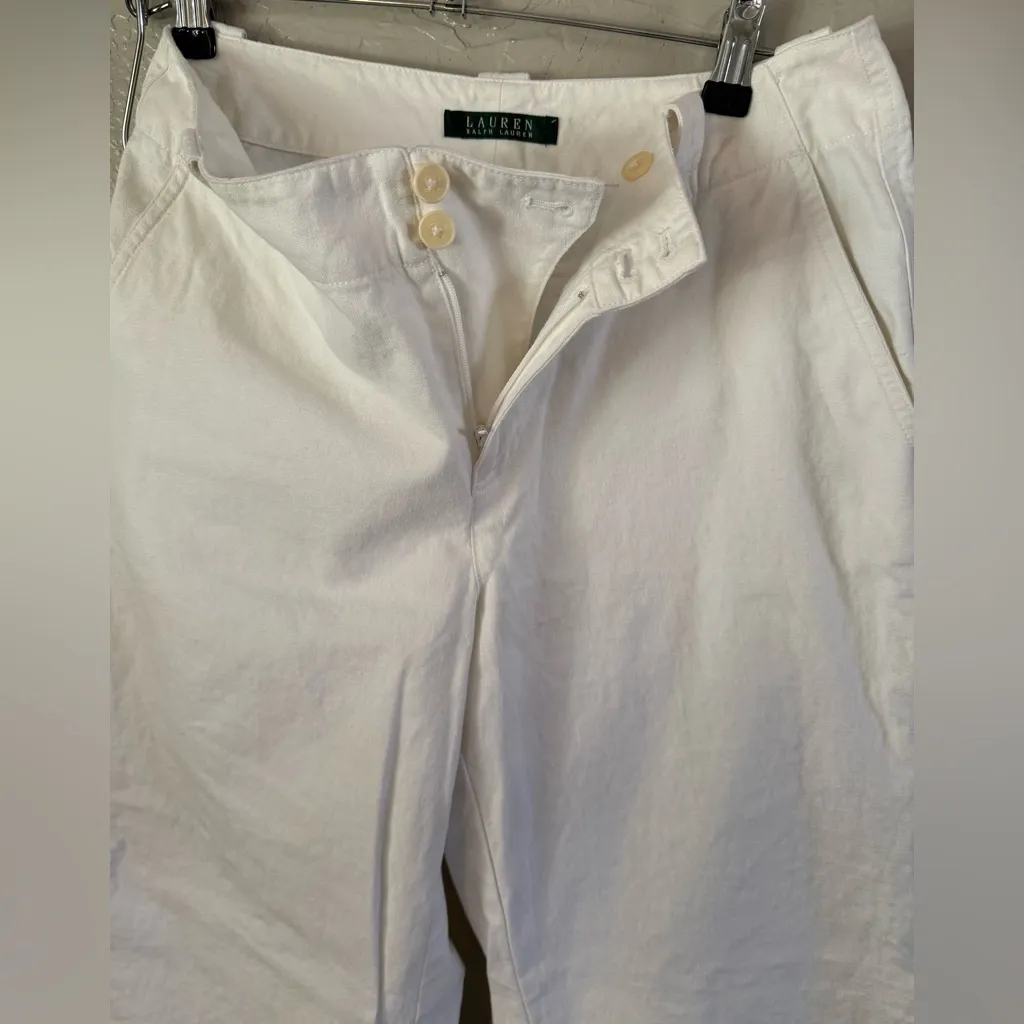 Lauren Ralph Lauren Trousers Linen Blend Women Size 6 Ivory Wide Leg Pants - Image 4