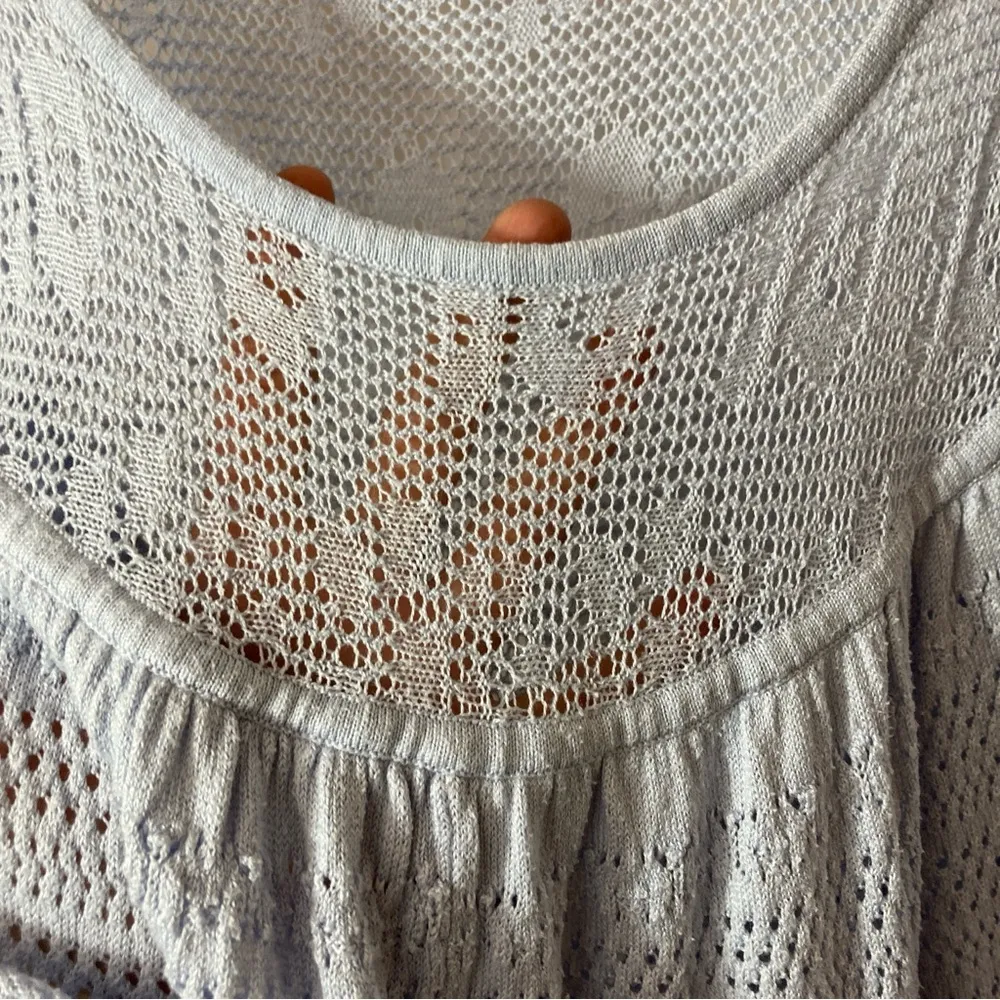 Roman’s Plus Size Purple Crochet Open Knit Tiered Babydoll Coverup Mini Dress - Image 7