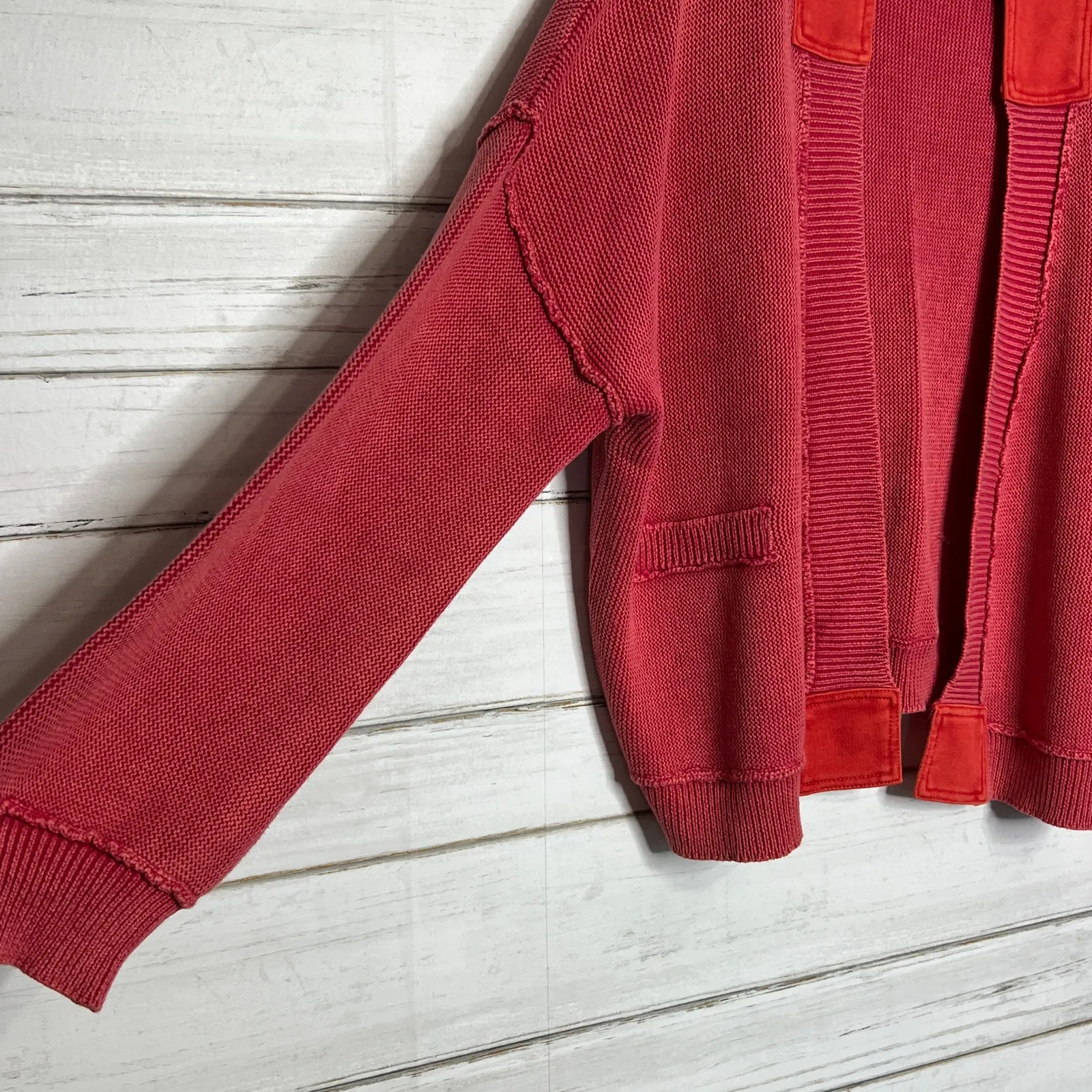 POL Open Front Cardigan Sweater Red Size Medium - Image 7