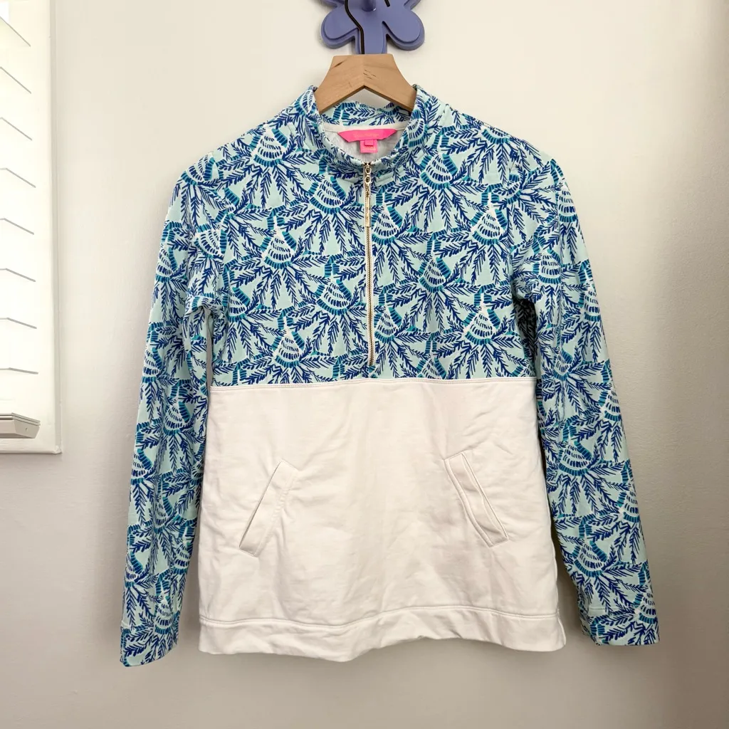 Lilly Pulitzer XS Asher Pullover Whisper Blue White UPF 50+ - Image 4