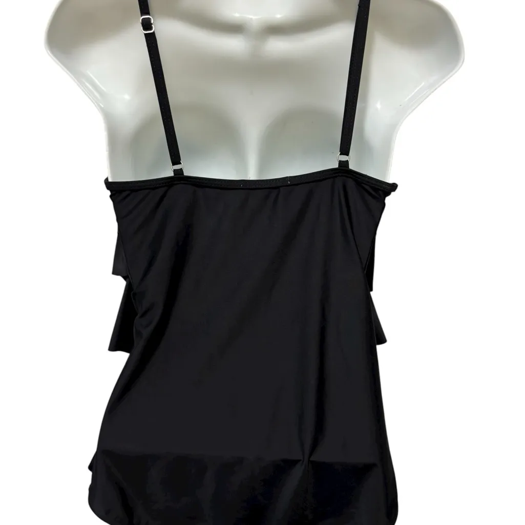 MaxModa Ruffle 1PC Swimsuit Black Size XL NWT Full Coverage Tank Beach Vacay - Image 4
