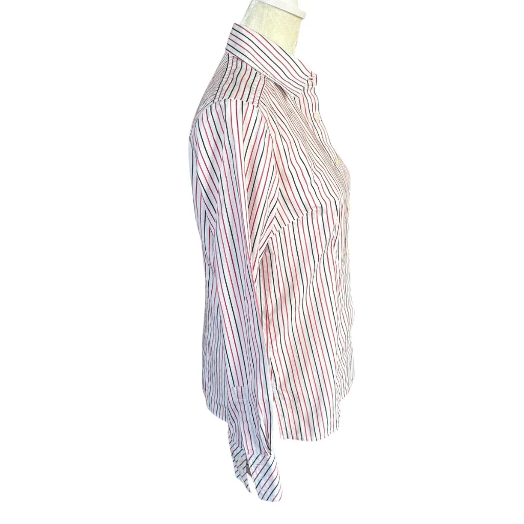 Pendleton Petite 4 red white blue striped long sleeve collared button down shirt - Image 3