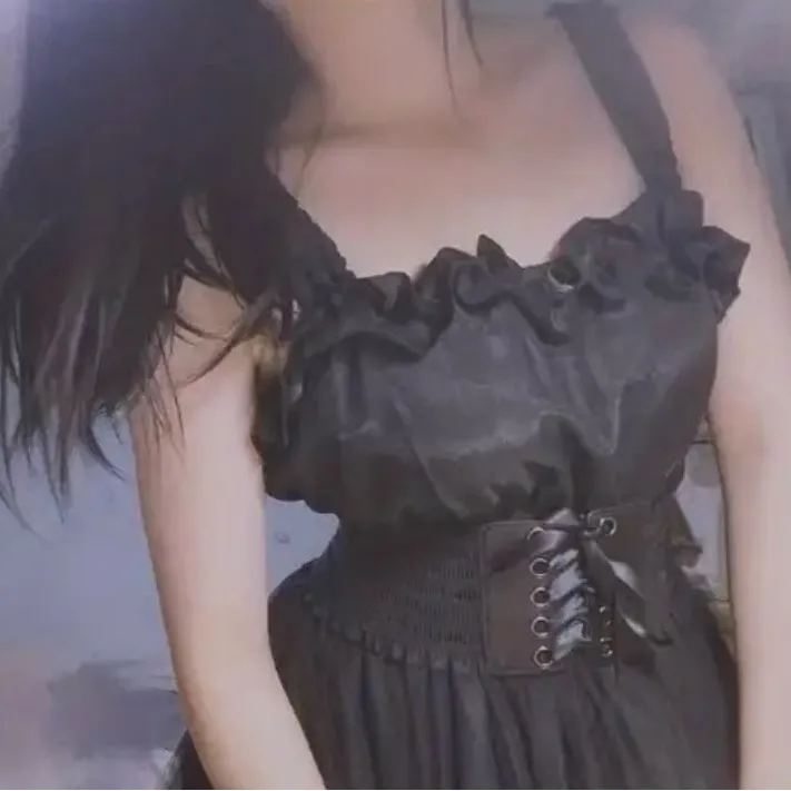 Elegant Lace Up Wide Belt Black Ruffles Bowknot Elastic Waistband Faux‎ Leather - Image 10