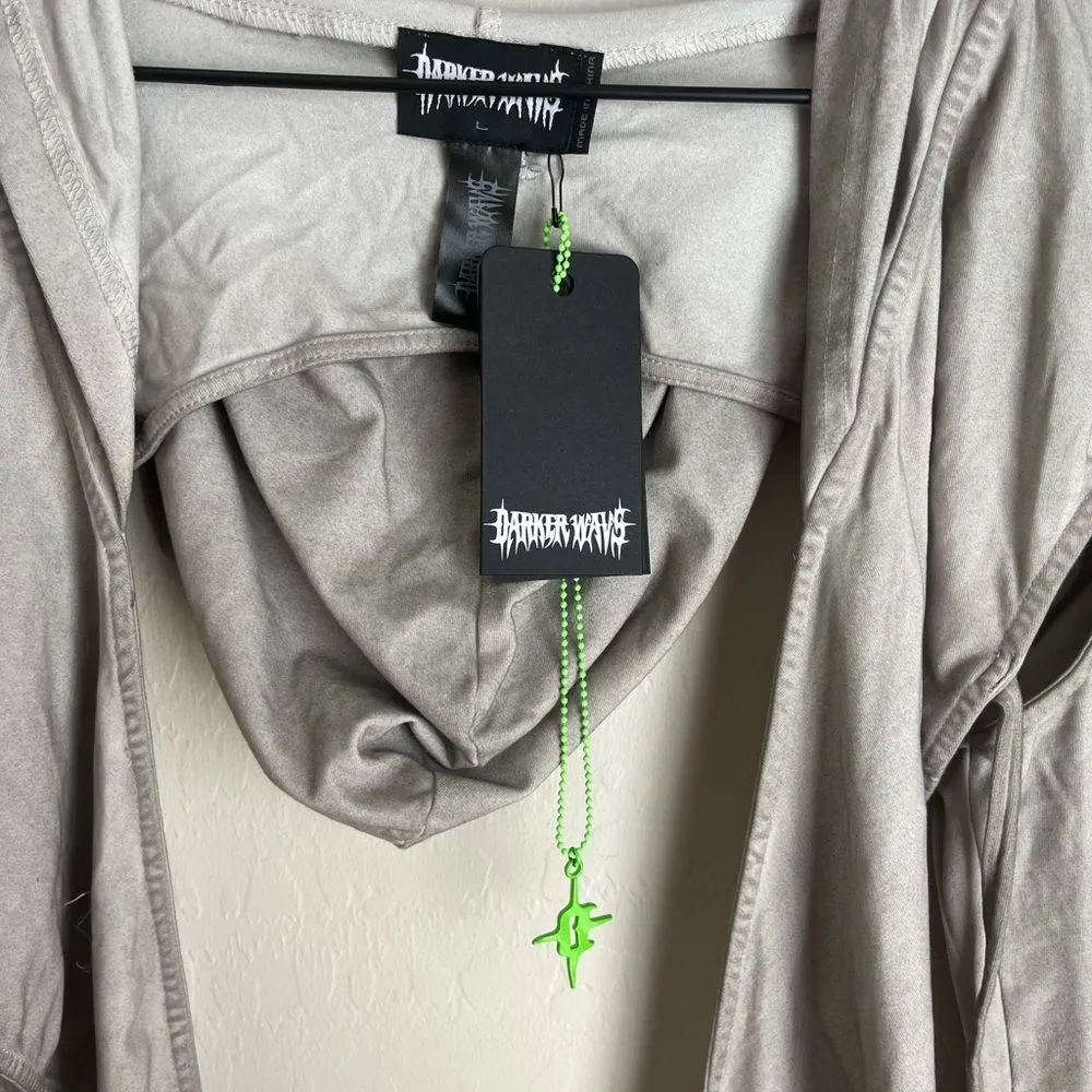 Dolls Kill Darker Wavs Dystopian Pitch Hooded Long Sleeve Wrap Top NWT - Image 8