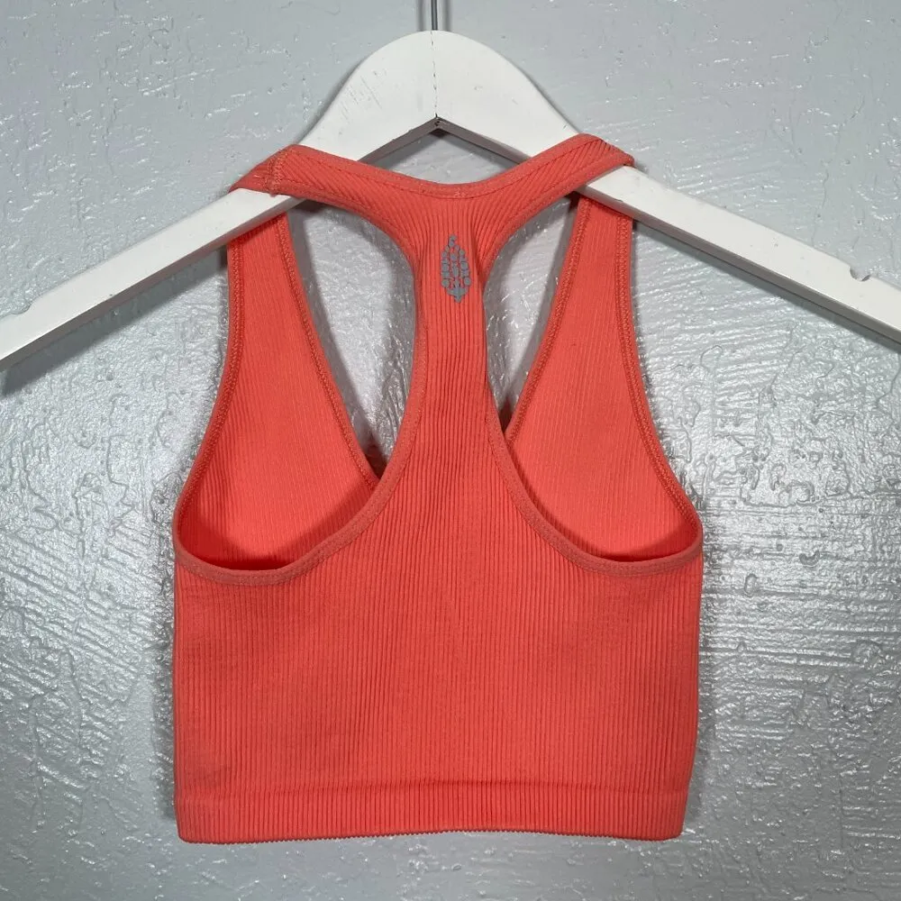 Free People Movement Women XS Orange Pink Free Throw Crop Top Ribbed Racerback - Image 4