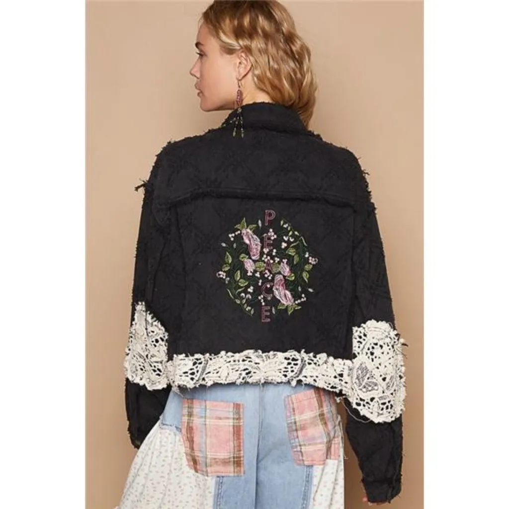 POL‎ Crochet Patch Embroidered Button Up Jacket - Image 2
