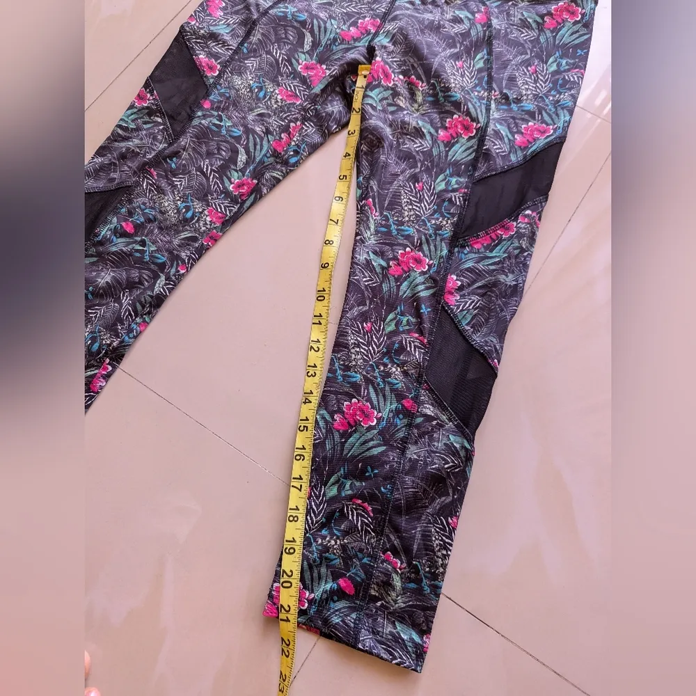 VOGO Athletica Floral & Leaf Rainforest Leggings elastic waist size L black Pink Size L - Image 6