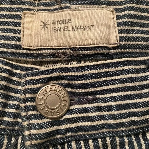 Isabel Marant Size 28 Crop Trouser Pants Blue White Pinstripe Coastal Nautical - Image 3