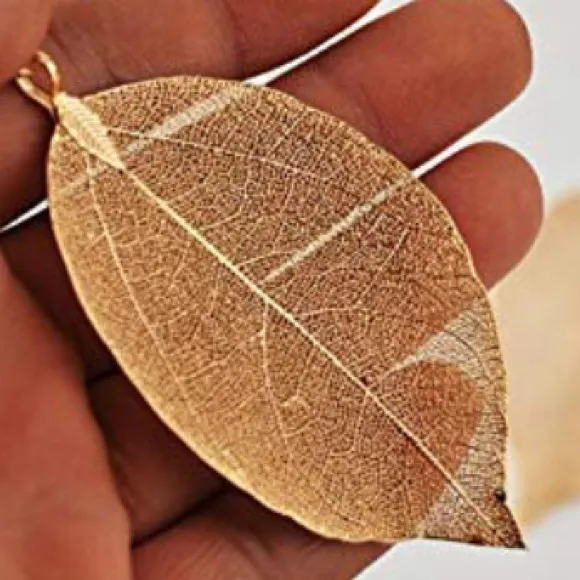AUTUMN LEAF Delicate Gold Real Filigree Leaf Boho Necklace Fall - Image 5