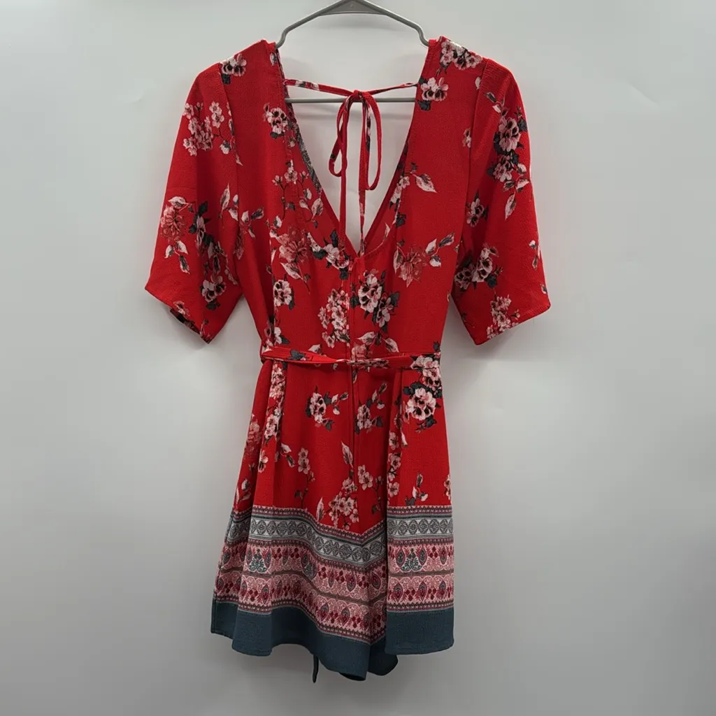 Trixxi Red and‎ White Floral Romper - Image 5