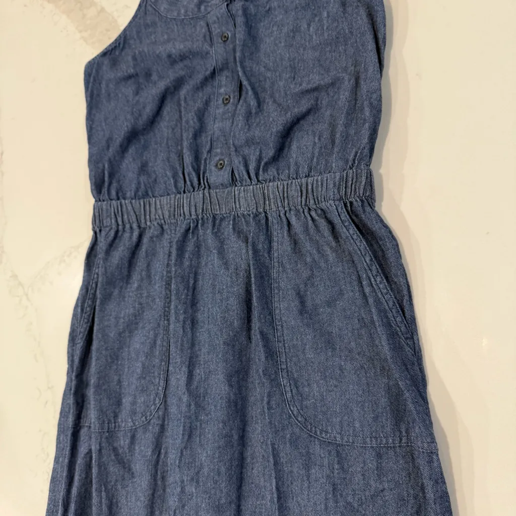 PrAna Sky Haven Organic Cotton Denim Midi Dress Women’s Small Deep Denim Blue - Image 6