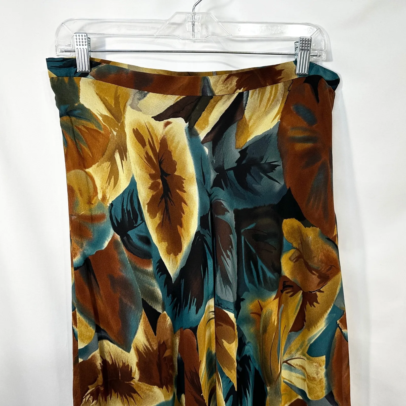 Jones NY Size 12 Maxi Skirt Silk Brown Floral Y2K Fairy Grunge Whimsigoth 640‎ - Image 3