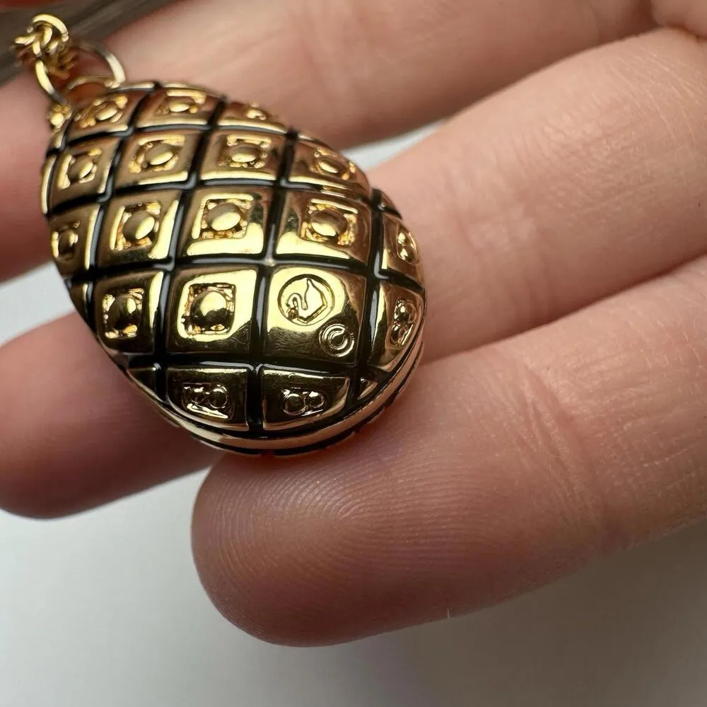 Swarovski Crystal Clear With Black Enamel Pendant Gold Tone On A Chain - Image 5