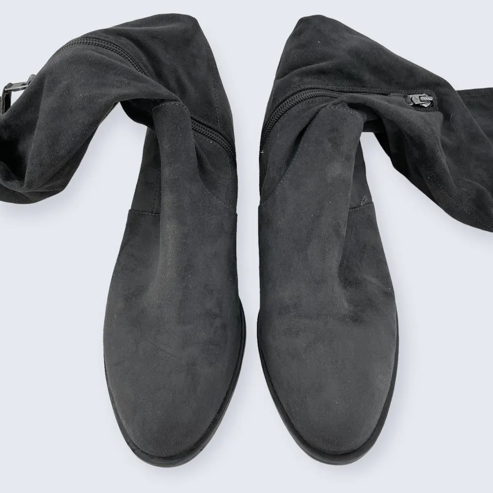 Sam Edelman Paloma Gray Faux Suede Over Knee Drawstring Cinch 1" Heel Boot 10 - Image 5