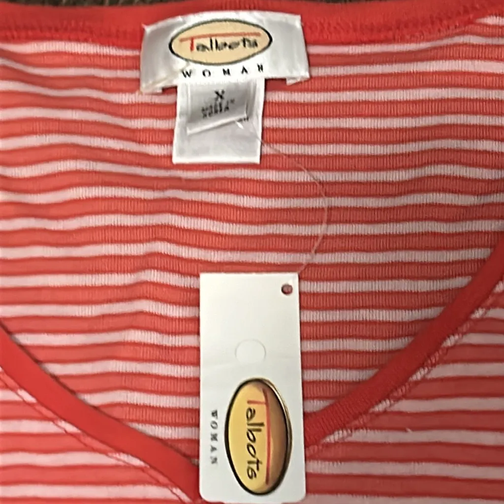 Talbots 100% Cotton Orange Stripped Tank Top 
Size X NEW‎ - Image 2