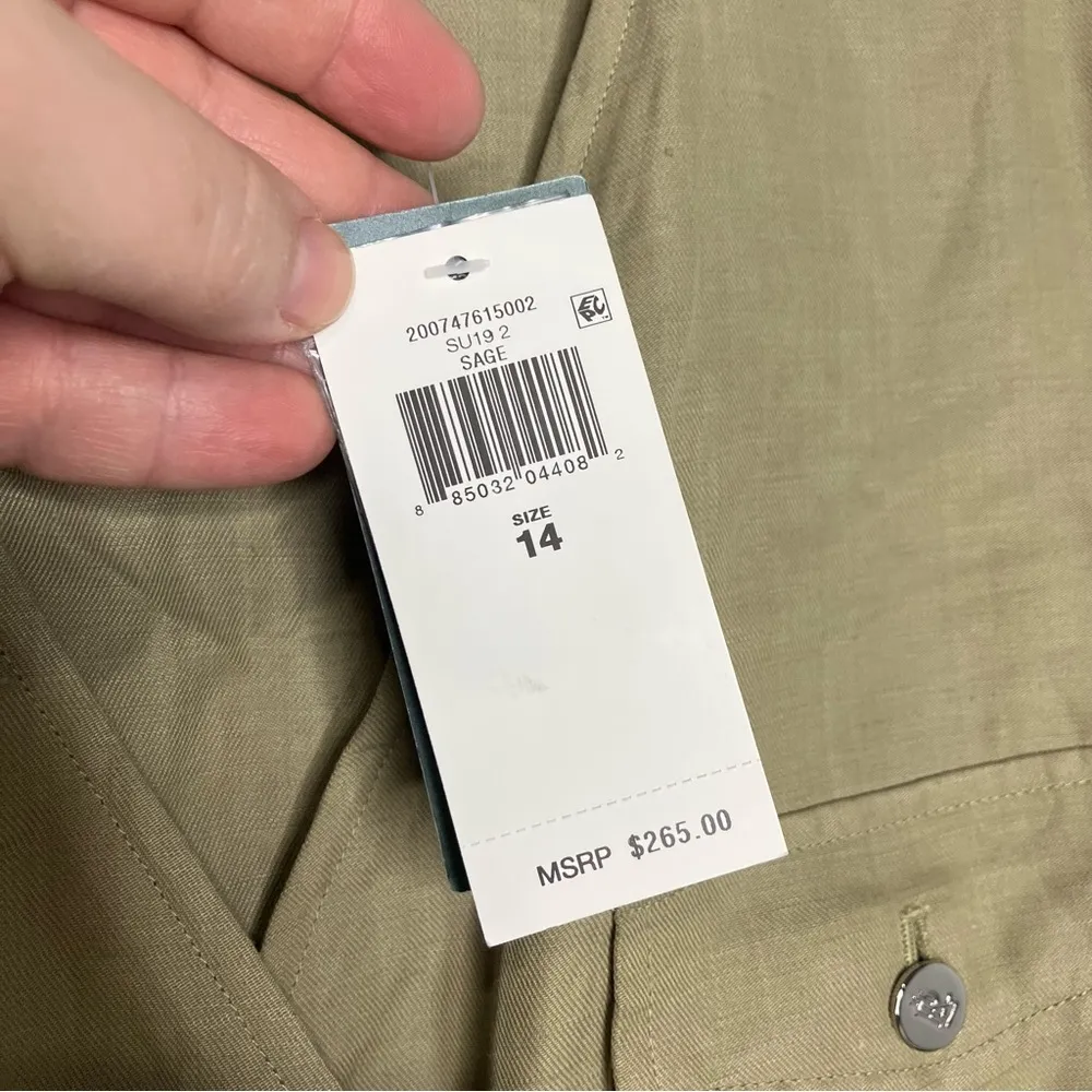 Lauren Ralph Lauren linen blend jumpsuit waist tie Sage green‎ size 14 new - Image 8