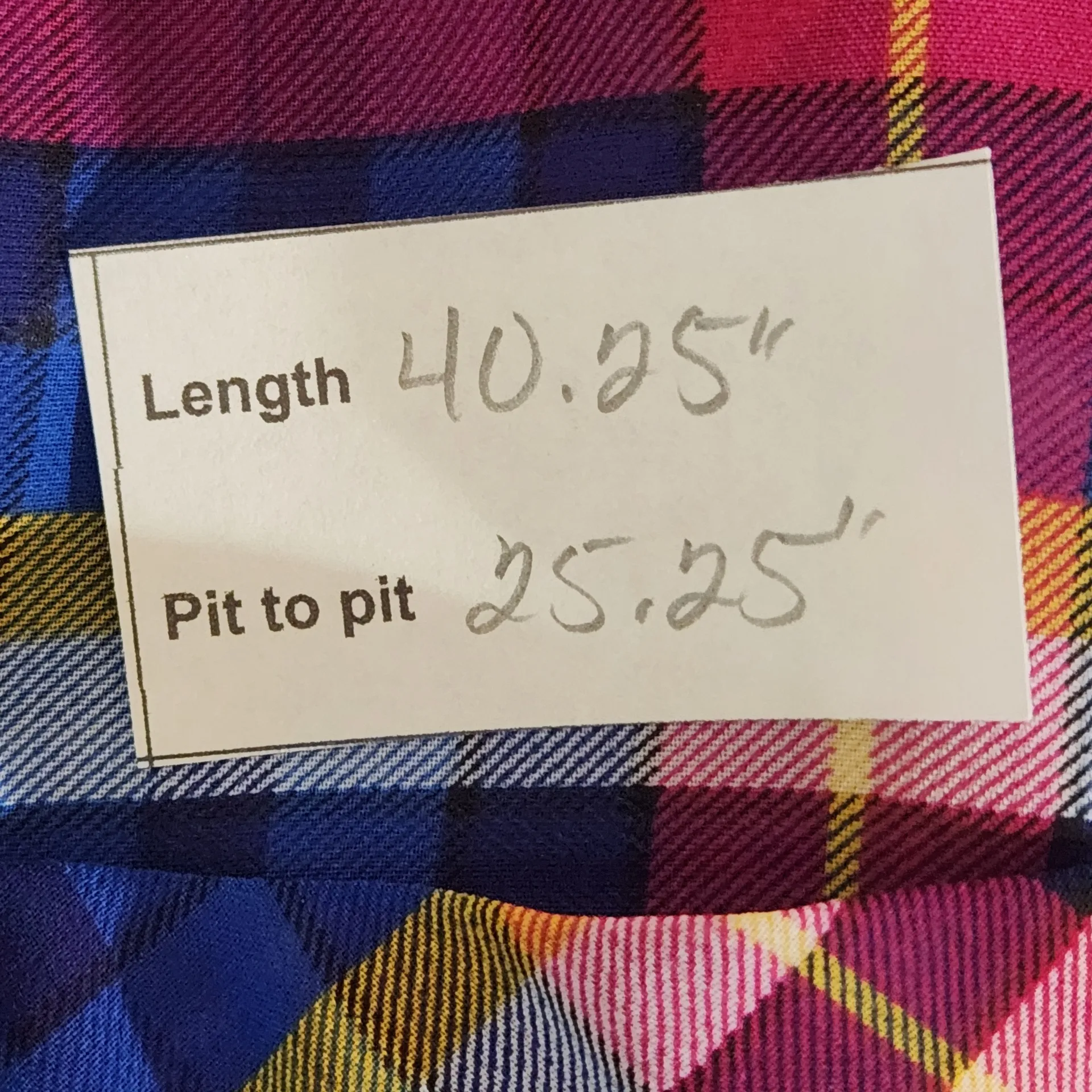 Catherines Blue and Pink Plaid Sheer Button-Down Tunic Size 1X Sheer Plaid Tunic - Image 2