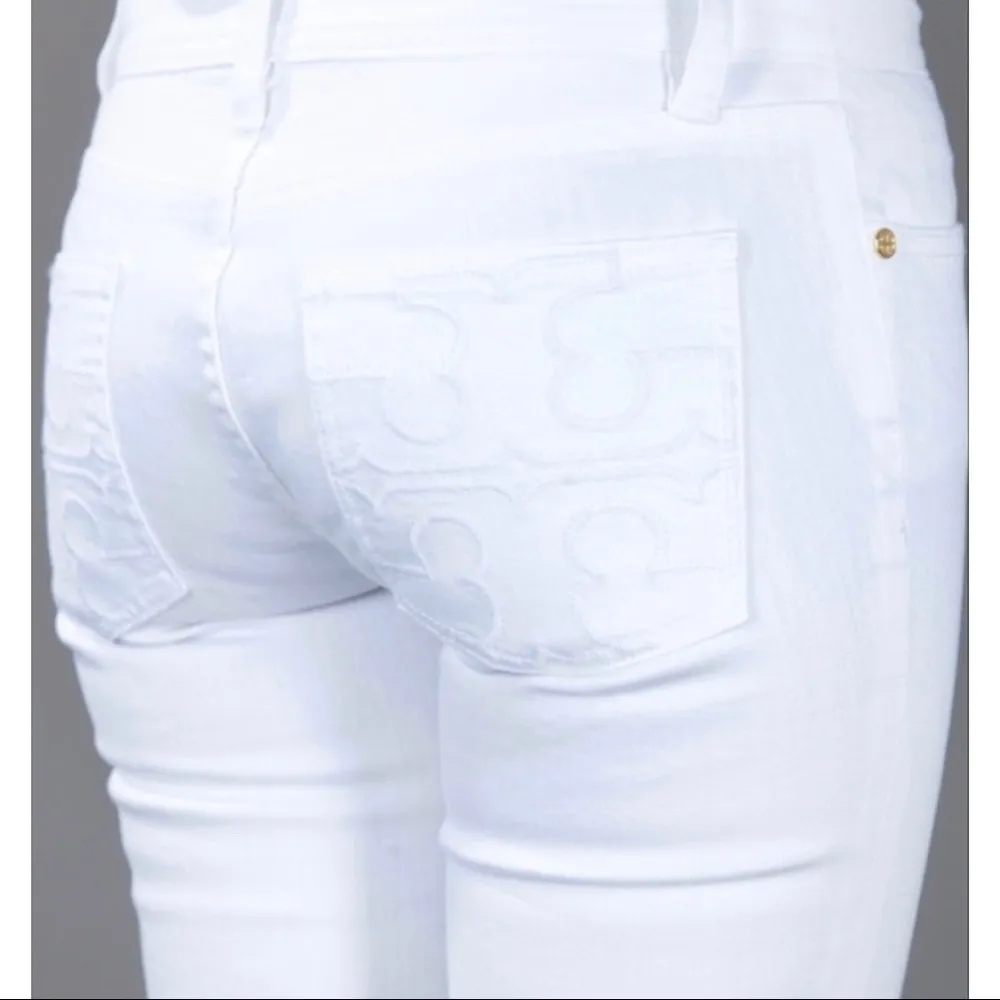 Tory Burch white cropped slim boot jeans - Image 2