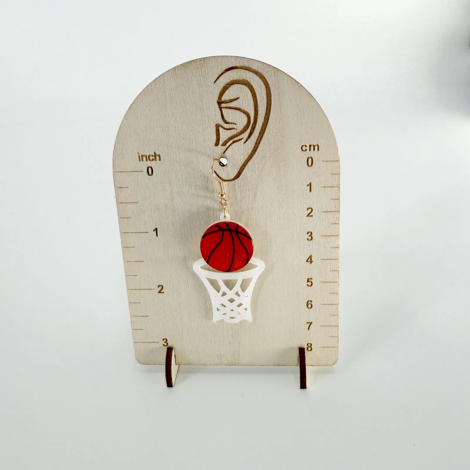 Basketball Hoop Goal Net Earrings, Sporty Earrings, Basketball Earrings White - Image 4