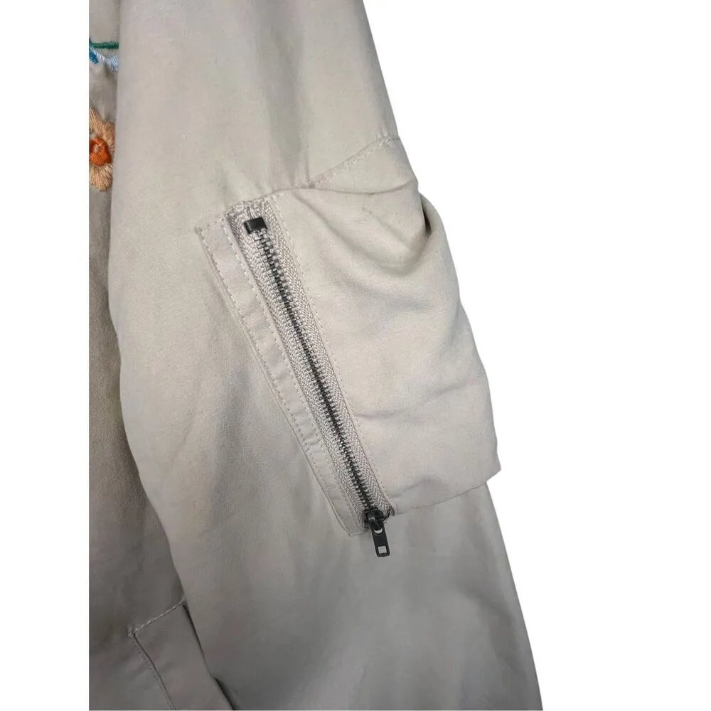 L&B Lucky And Blesses Zip Up Cactus Embroidered Bomber Jacket - Image 4