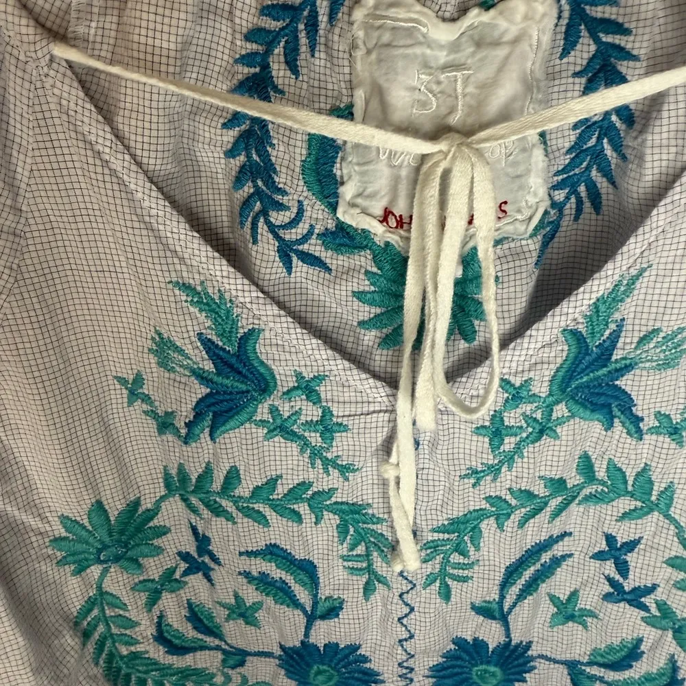 Johnny was 3j workshop Tunic Blue floral Embroidered Blouse - Image 3