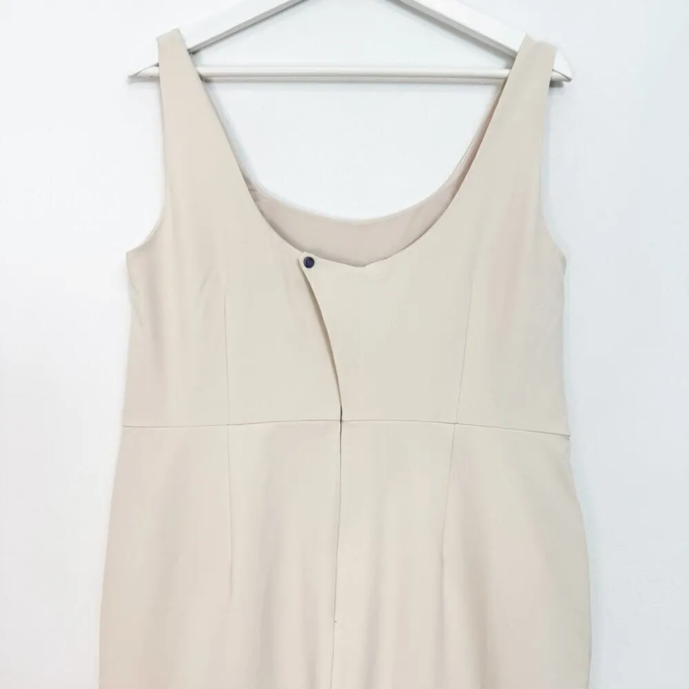 Aday Power Suit Scoop Neck Slim Straight Leg Jumpsuit Cream Beige Oat Size Large - Image 12