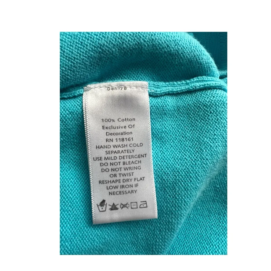 Quacker Factory Sweater Cardigan 2 piece look sequin sweater. SZ. S Blue - Image 6