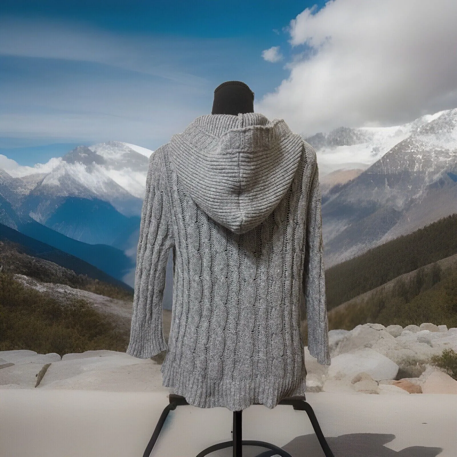 Cute Between Me & You Cotton Blend Pockets Cardigan Sweater Hoodie L Retro Size L - Image 5