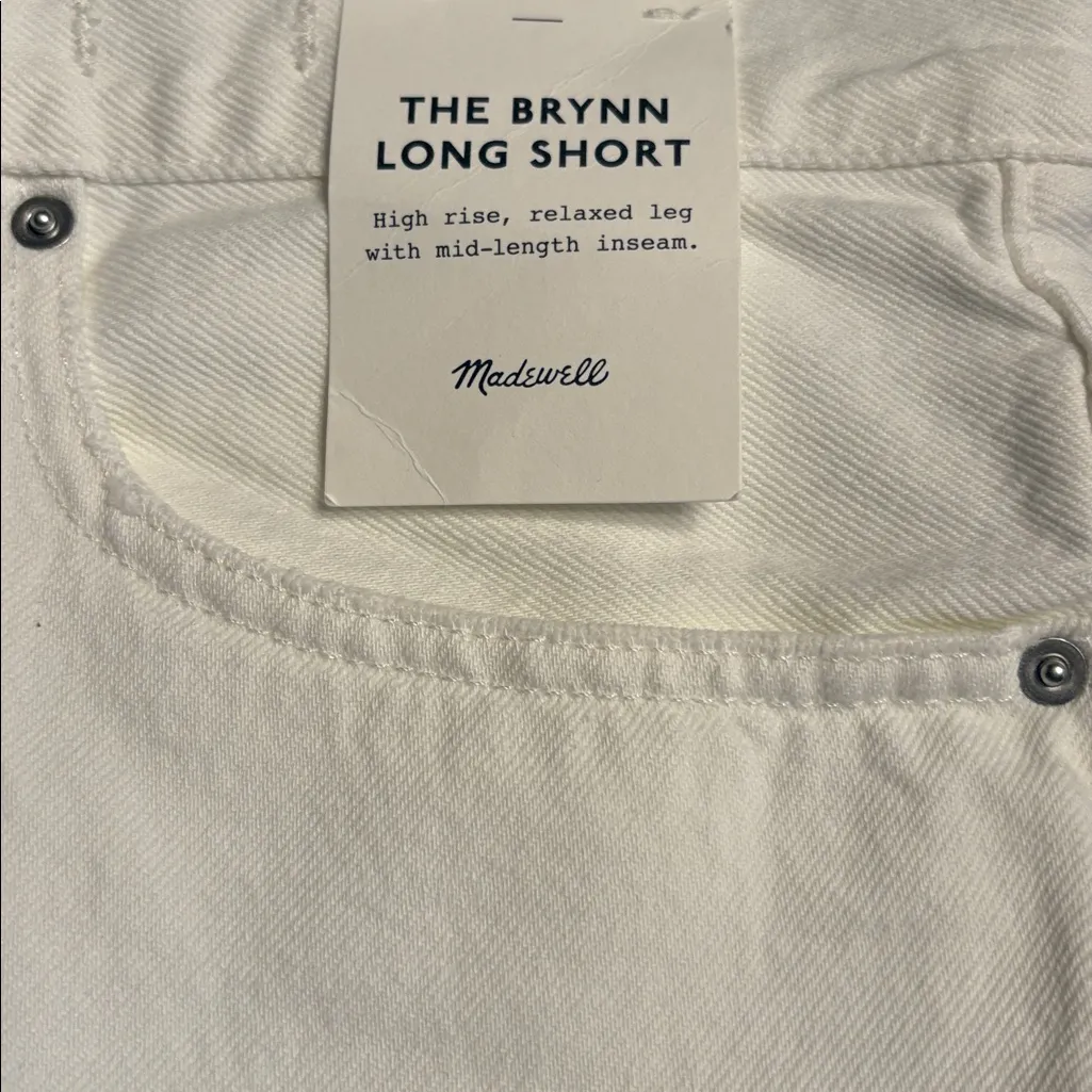 Madewell women’s The Brynn Long Short high rise relaxed leg white Size 33 NWT - Image 8