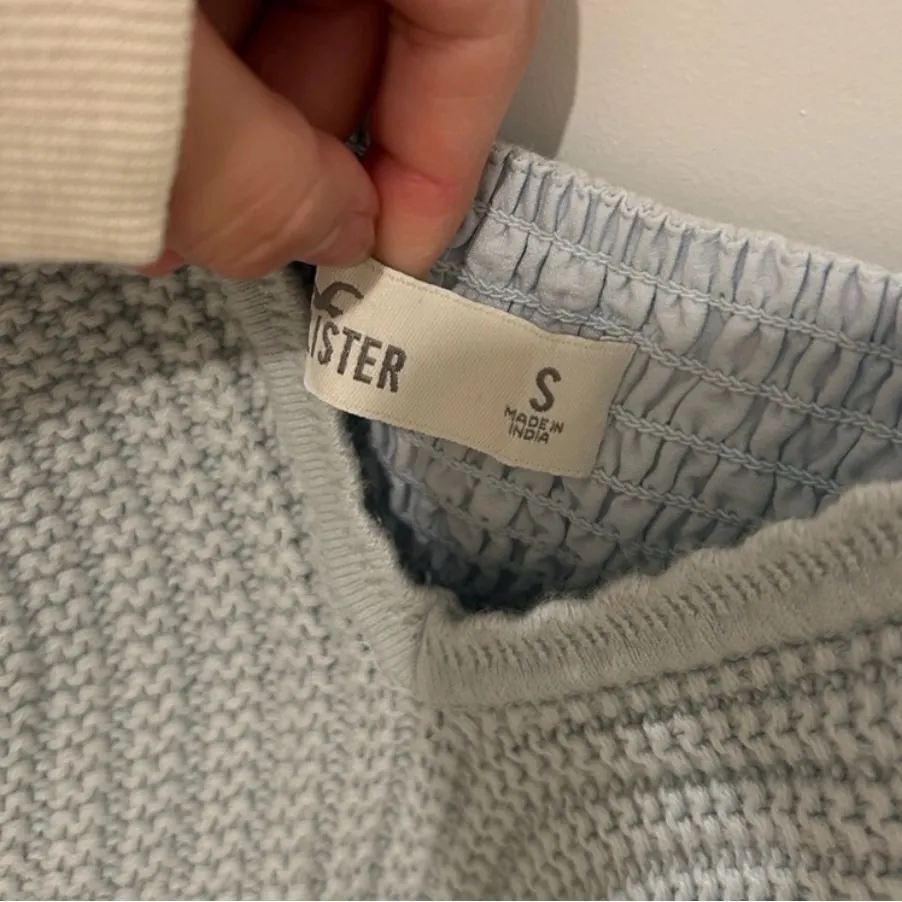 Hollister Y2K Crochet Cropped Babydoll Top Baby Blue Size Small - Image 5