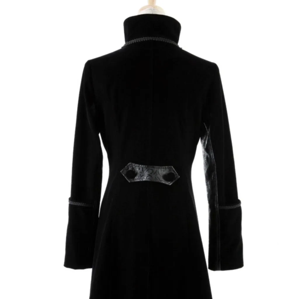 Gothic Lolita Victorian Aristocrat Visual Kei Black Velvet High Neck Jacket XL - Image 5