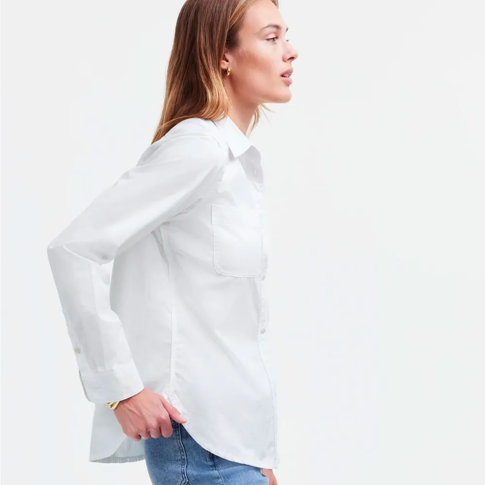 Denim Button-Up Shirt in Eyelet White: Garment-Dyed Edition Medium NWT - Image 2