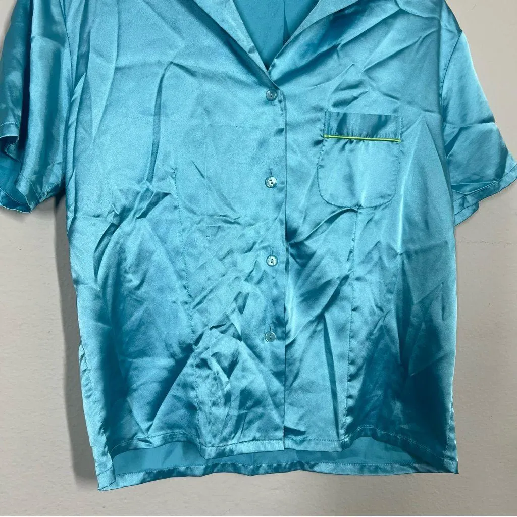 Victoria's Secret Vintage Blue Button Down Short Sleeve Top & Pajama Bottom Set - Image 13