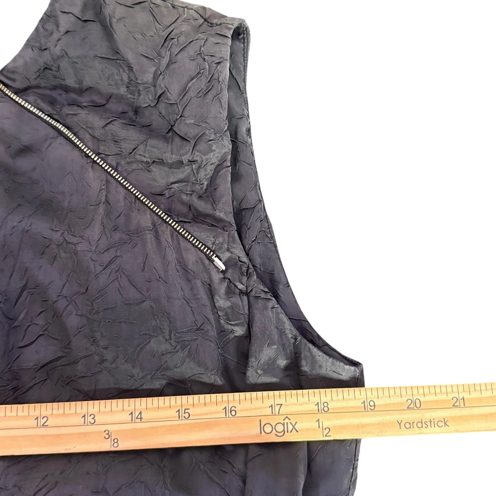 Acne Studios Blanche Crinkle Convertible Vest Jacket Womens 38 M Black Zip Up‎ - Image 14