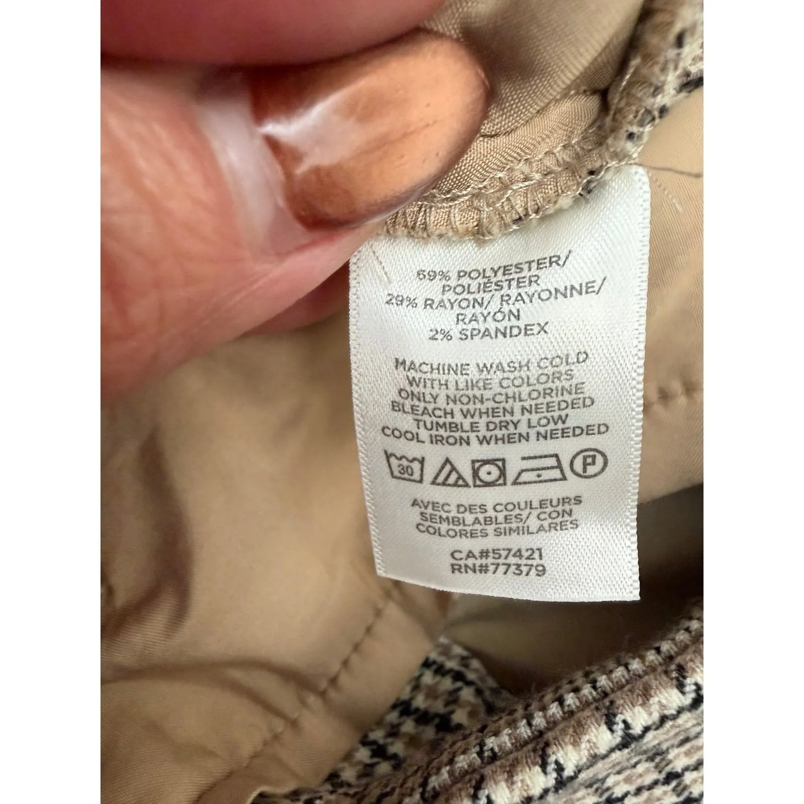 Ann Taylor Plaid Ankle Pants Women Size 14 Beige Black Career Stretch - Image 6