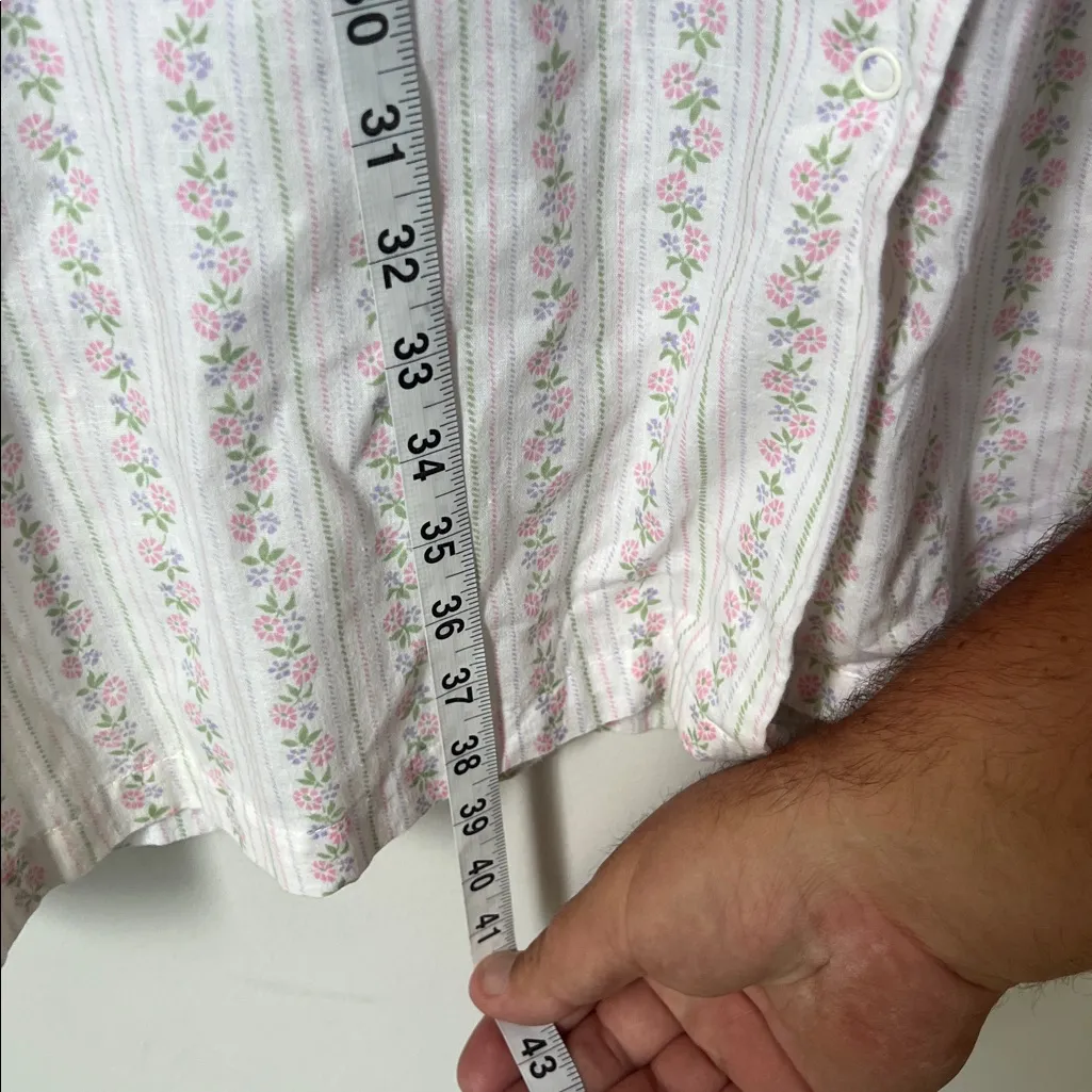 Vintage Katz Women’s Coquette Button Down Duster Floral Size Medium ^ White - Image 7