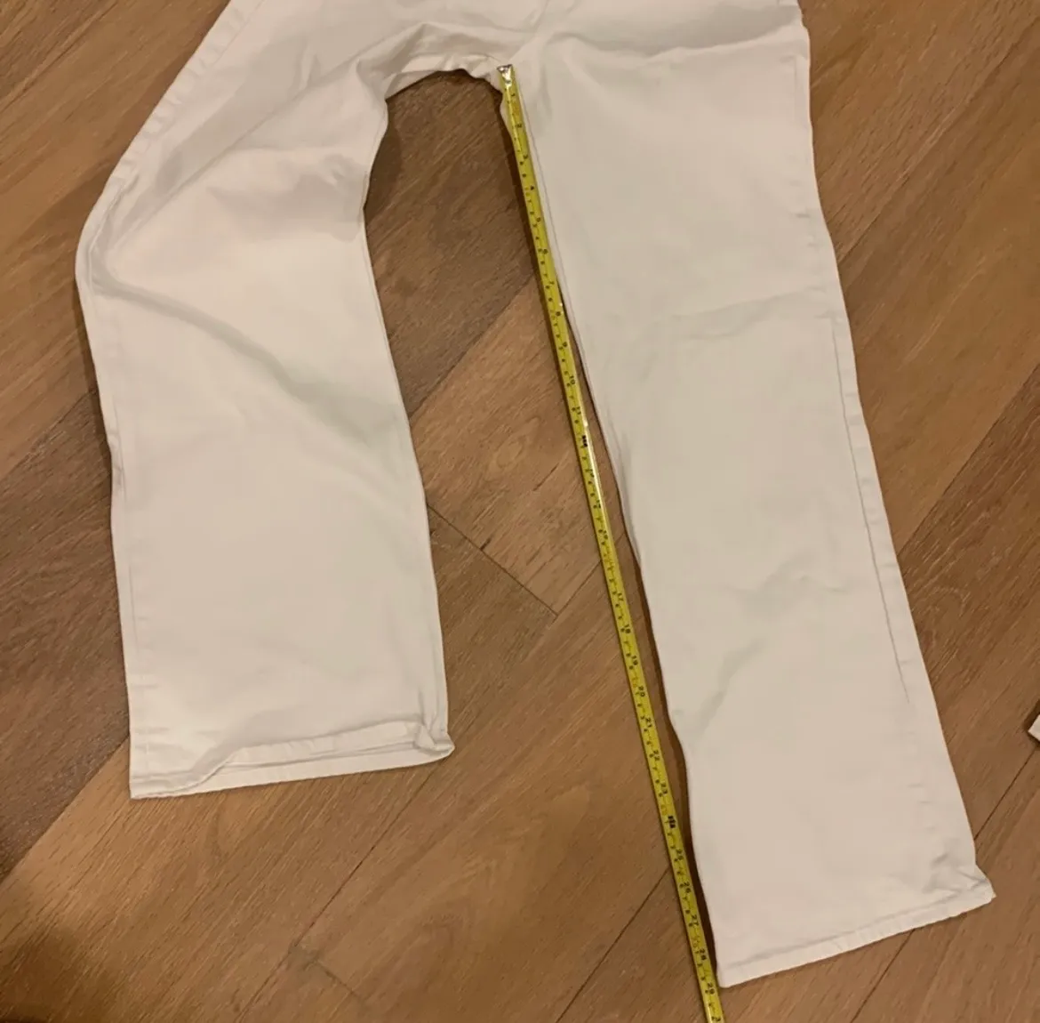 H&M High Waisted white denim straight leg jeans - Image 7