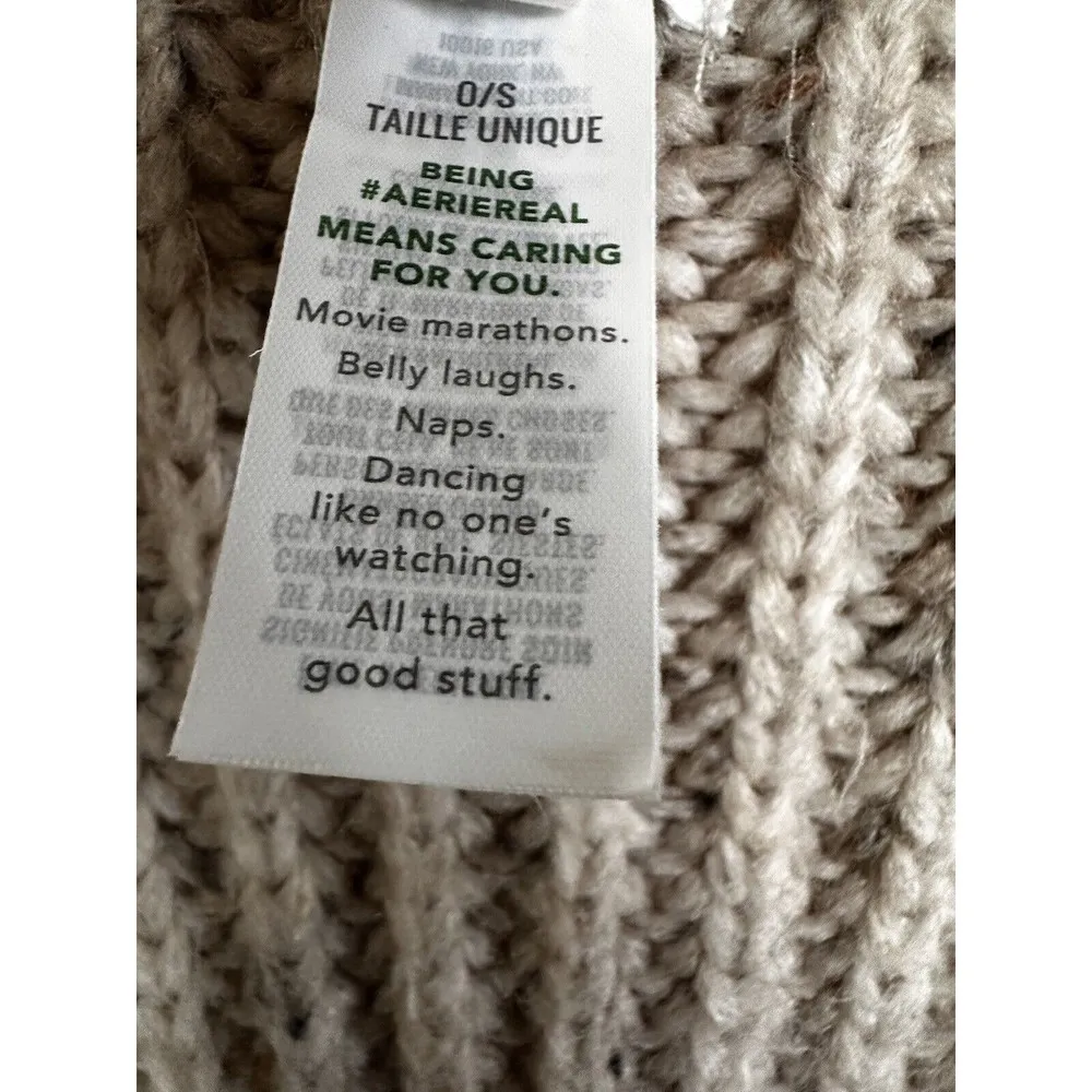 Aerie Cardigan Sweater Women Size OS Oatmeal Oversize - Image 6