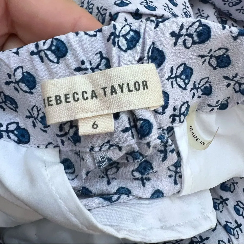 Rebecca Taylor Ditsy Tulip Print Shorts Blue White Bermuda   Size 6 - Image 8
