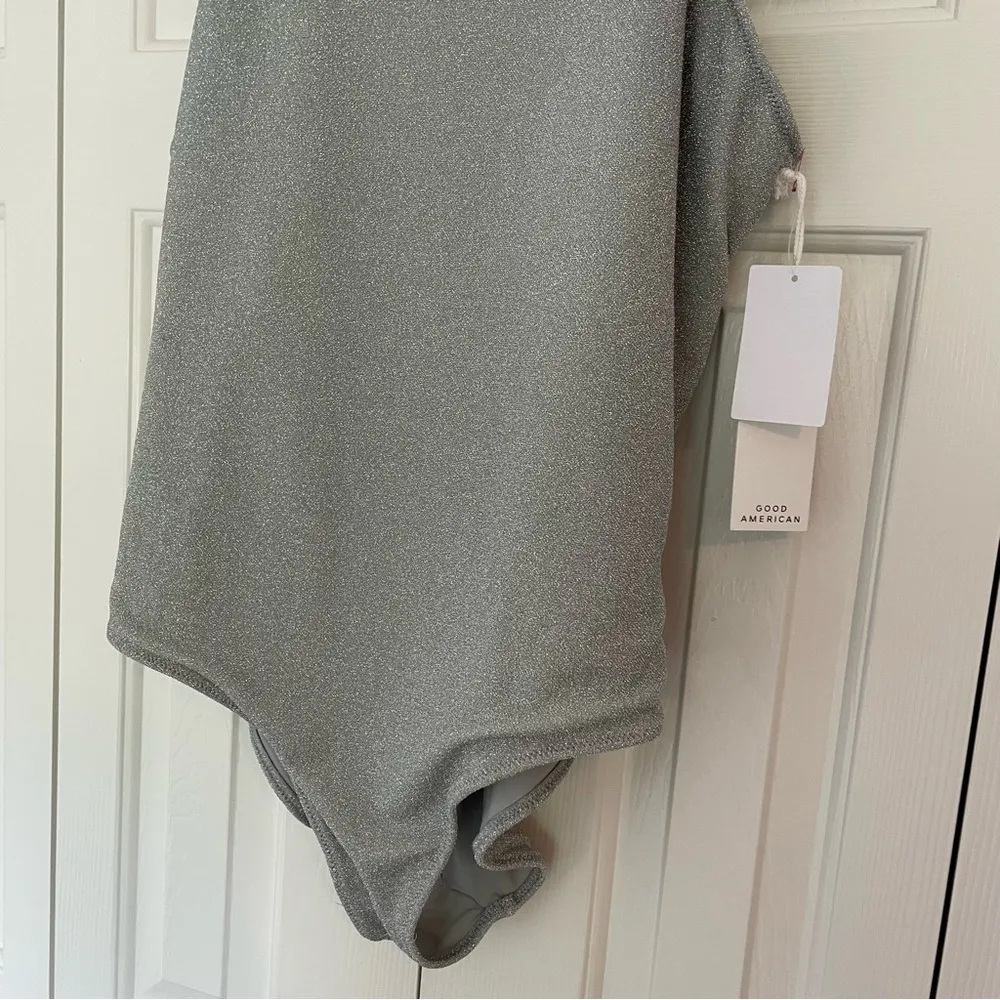 NWT Good American Silver Sparkle Bodysuit Swim Sz 7 / 4X - Image 7