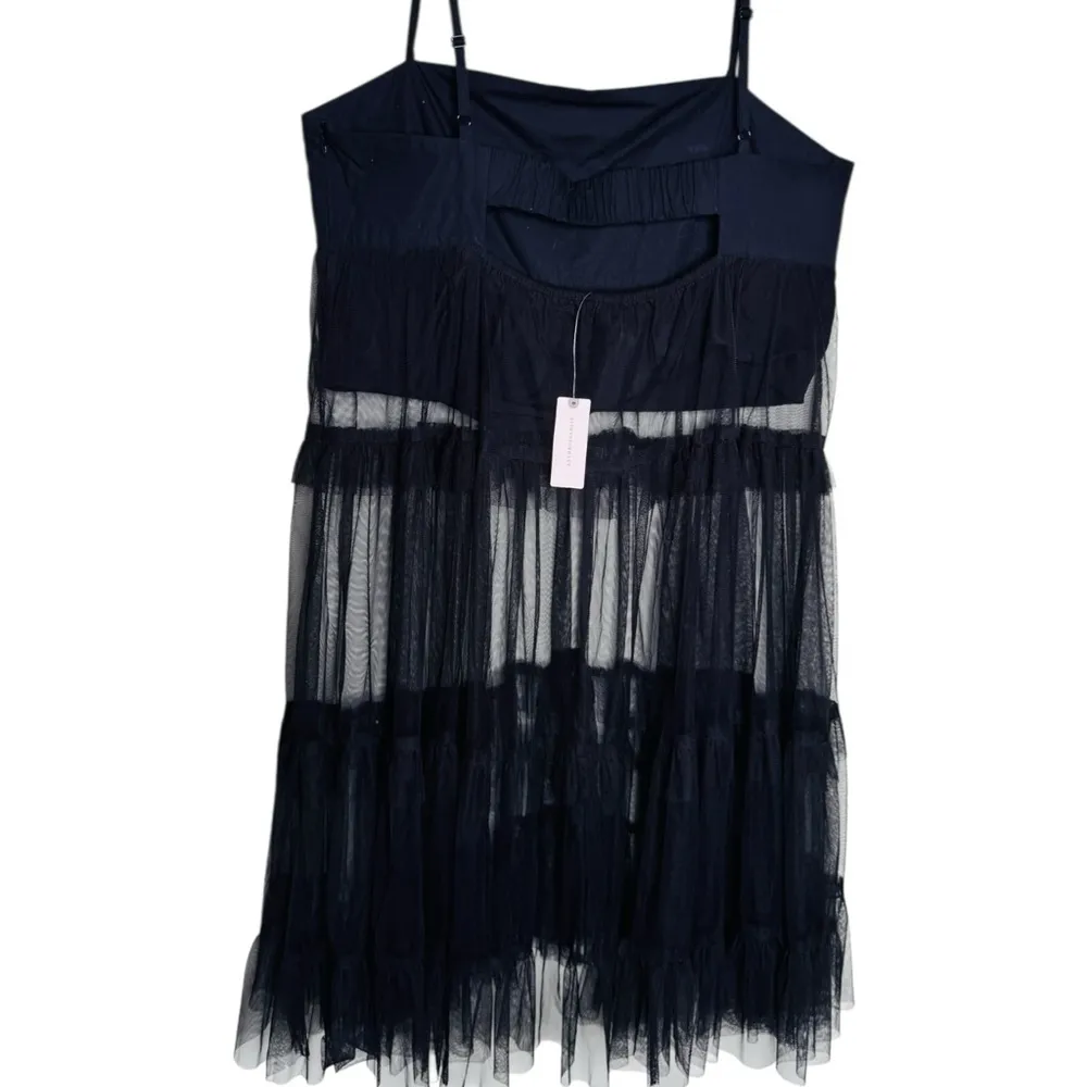 Anthropologie Maeve Black Sheer Overlay Tierred Tulle Dress Large NWT - Image 11