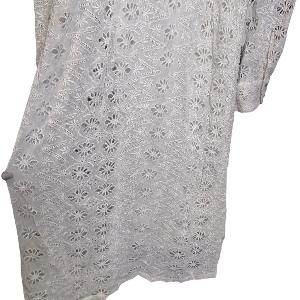 Zara Crochet Cream Lace Long Sleeve Dress Size Large - Image 10