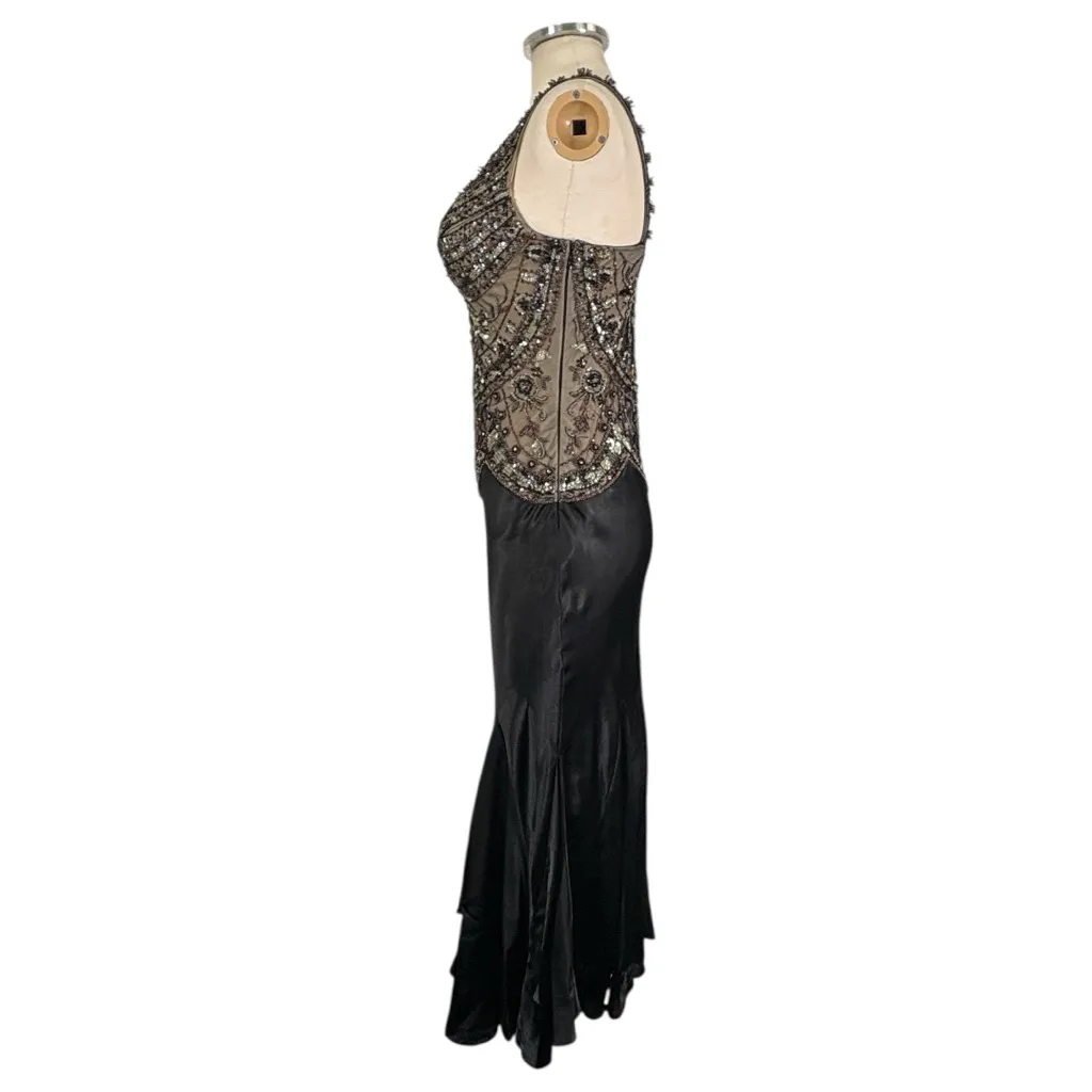 Unbranded Beaded Satin Mandalay Style Formal Gown Maxi Dress Size 6 Black - Image 4