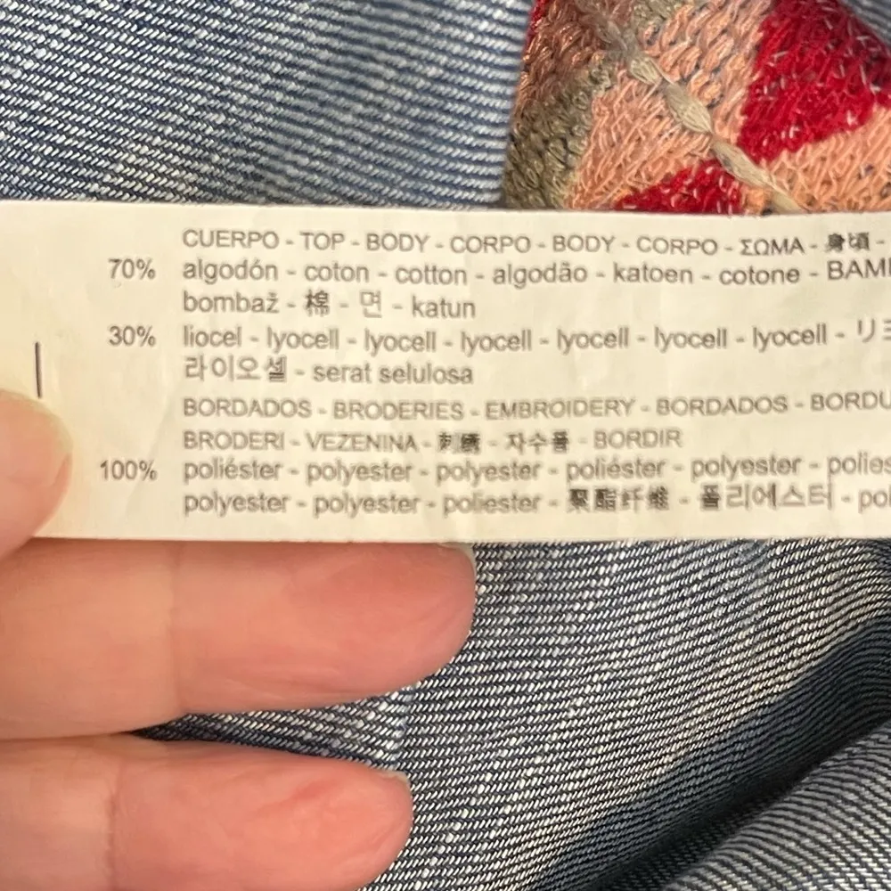 Zara Embroidered Denim Dress Size Small - Image 7