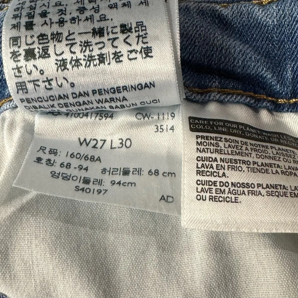 Levi’s 721 SZ 27 High-Rise Skinny Jeans Plaid Stretch Zip-Fly Pockets Blue Women - Image 9